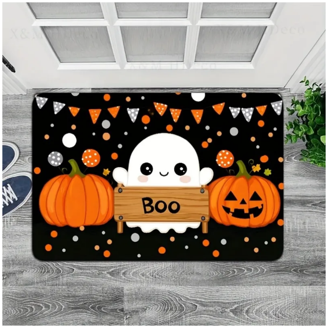 Tapete de Entrada Halloween Fantasma Boo Decorativo