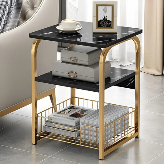 Mesa Auxiliar Con Base Dorada