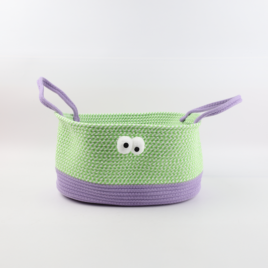Canasto con Asas Morado Verde y Ojitos