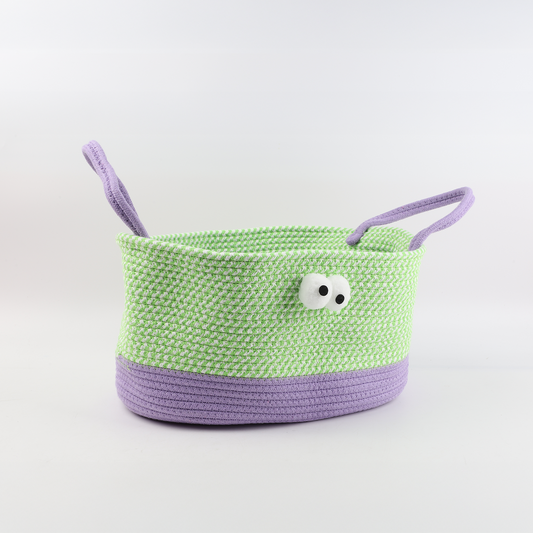 Canasto con Asas Morado Verde y Ojitos