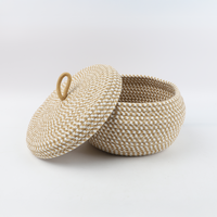 Canasto C/Tapa Redondo Gris 23*17*20Cm