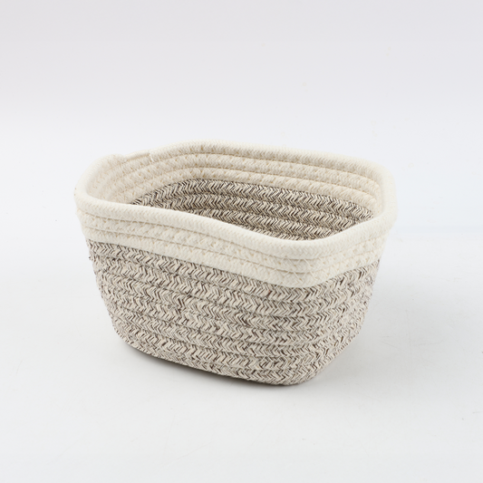 Canasto Ovalado Beige/Blanco