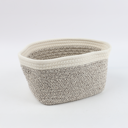 Canasto Ovalado Beige/Blanco