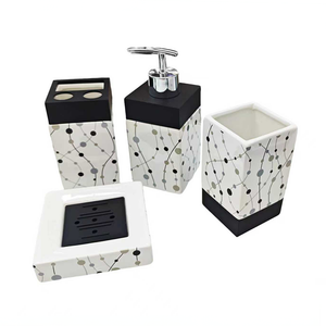 Set x4 Accesorios de Baño Blanco y Negro