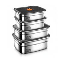 Set de 4 Contenedores de Acero Inoxidable