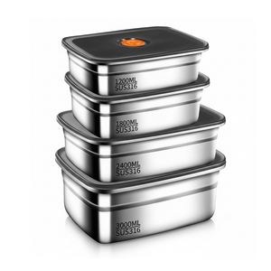 Set de 4 contenedores de acero inoxidable