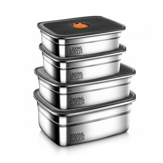 Set de 4 Contenedores de Acero Inoxidable