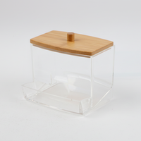 Caja de Almacenamiento Acrílico Tapa Bambú
