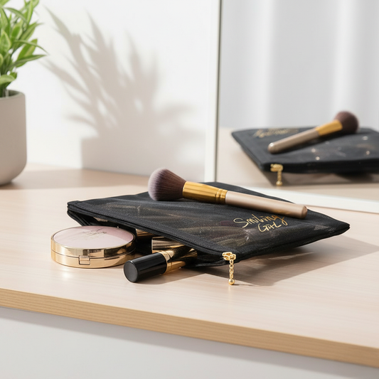 Neceser Rectangular de Malla Negro