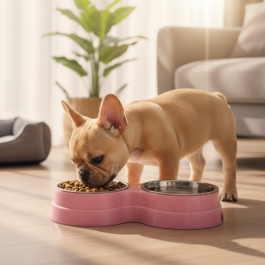 Plato Doble para Mascota Rosado