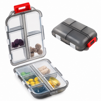 Pastillero Organizador Gris/Rojo