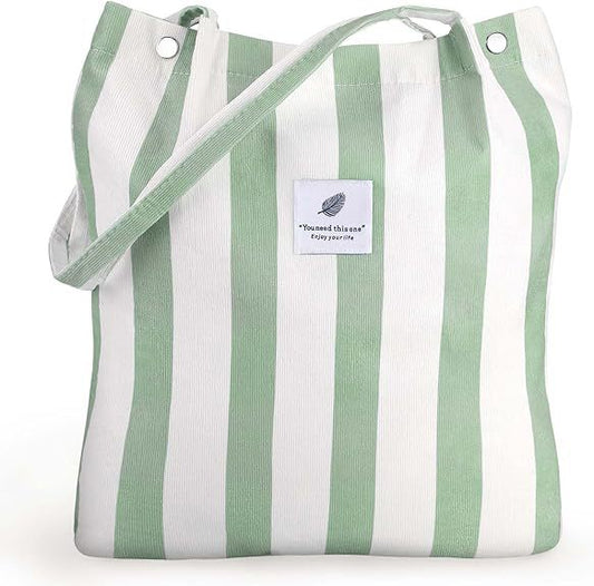 BOLSO DE LONA RAYAS | VERDE