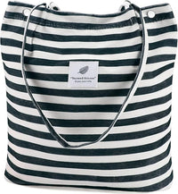 BOLSO DE LONA RAYAS BLANCO/NEGRO 34*36