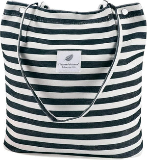 BOLSO DE LONA RAYAS BLANCO/NEGRO 34*36