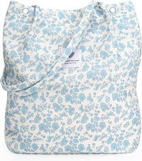 BOLSO DE LONA FLORES CELESTE 34*36