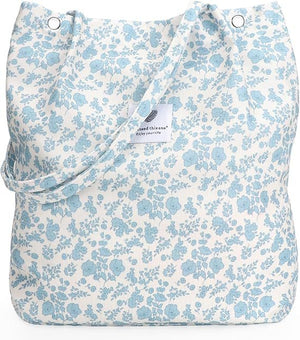 BOLSO DE LONA FLORES CELESTE 34*36