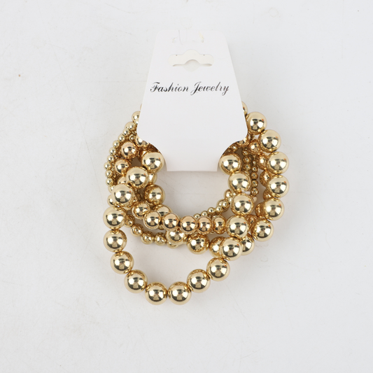 Set x6 Pulseras De Bolitas Doradas