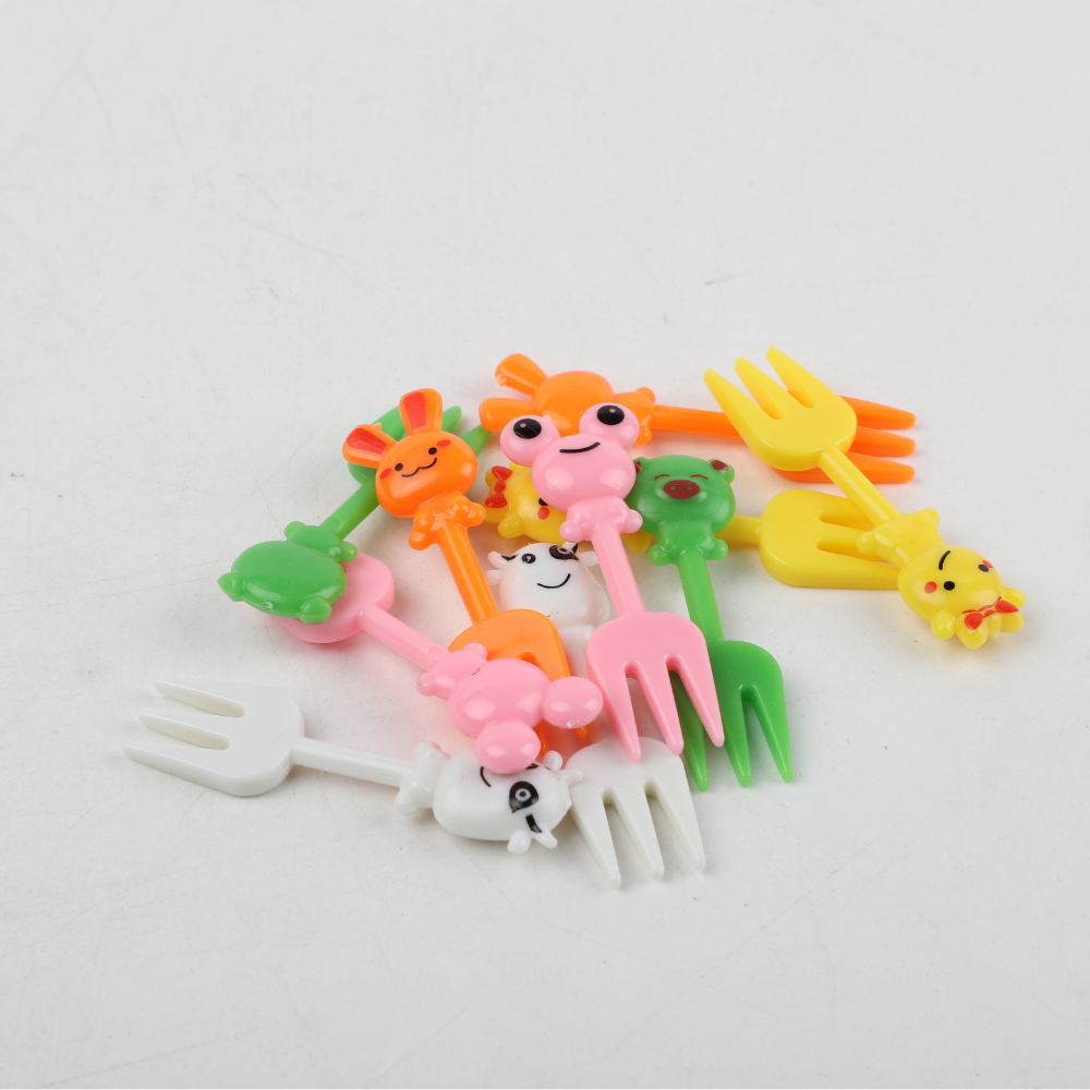 Set De 10 Tenedores De Fruta Animalitos Conejito