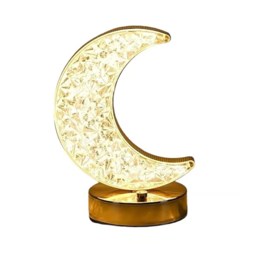 LAMPARA DE MESA DORADA LUNA 3LUCES