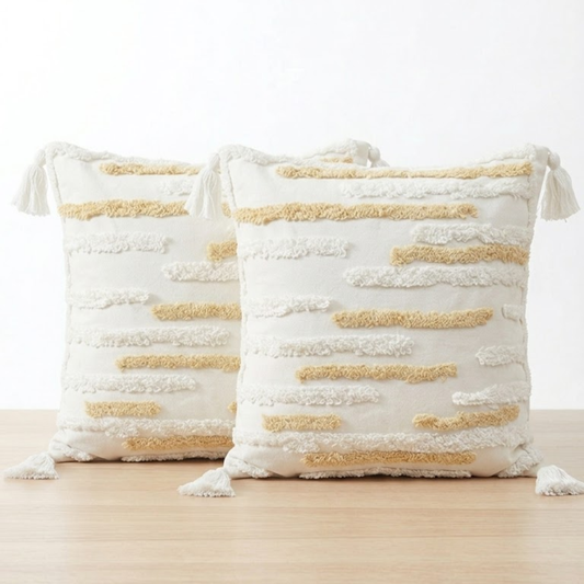 Set de 2 Cojines Diseño Rayas Beige
