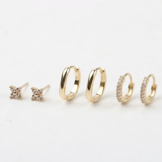 Set De 6 Aretes Argolla Con Strass