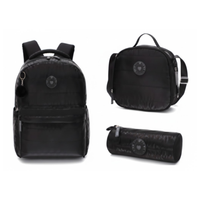 SET X 3 MOCHILA - LONCHERA- CARTUCHERA  NEGRA