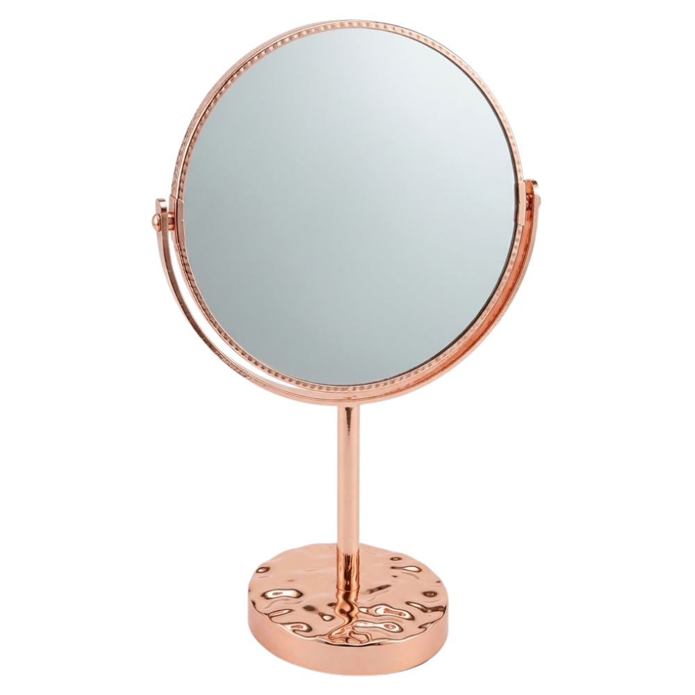 ESPEJO DE MESA ROSE GOLD 19.2*12*31.7 BASE TEXTURADA