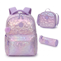 SET X 3 MOCHILA - LONCHERA - CARTUCHERA  LILA