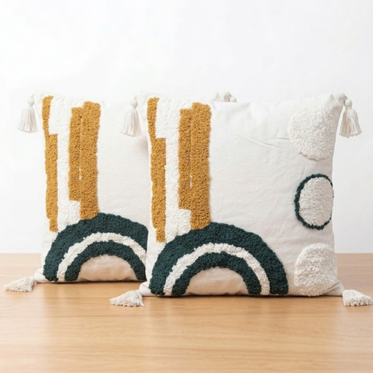 Set de 2 Cojines Verde y Beige