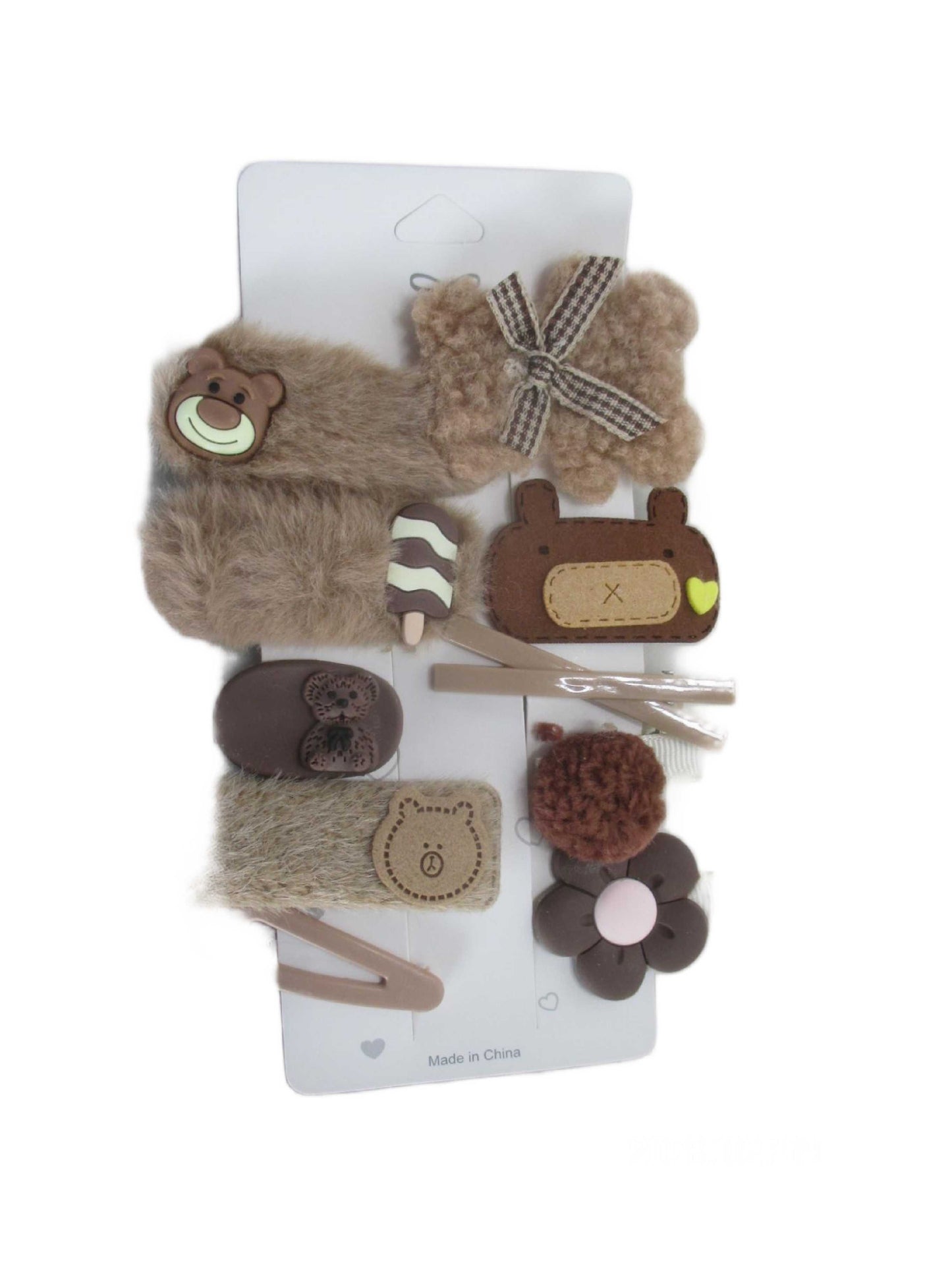 SET DE 10 CLIPS PARA CABELLO ESTILO PELUCHE MARRÓN