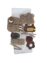 SET DE 10 CLIPS PARA CABELLO ESTILO PELUCHE MARRÓN