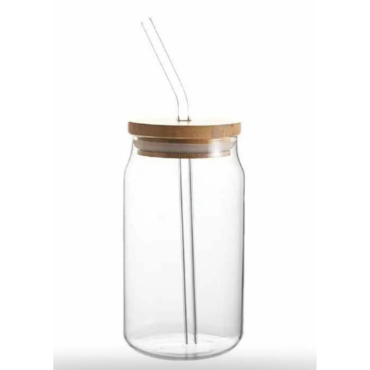 Vaso de Vidrio y Bambú con Sorbete