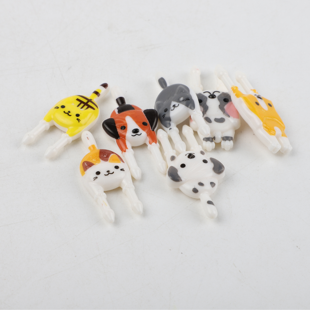 Set De 7 Tenedores De Fruta Perritos/ Gatitos