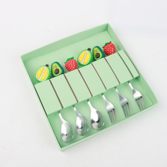 Set De 3 Cucharas + 3 Tenedores De Fruta