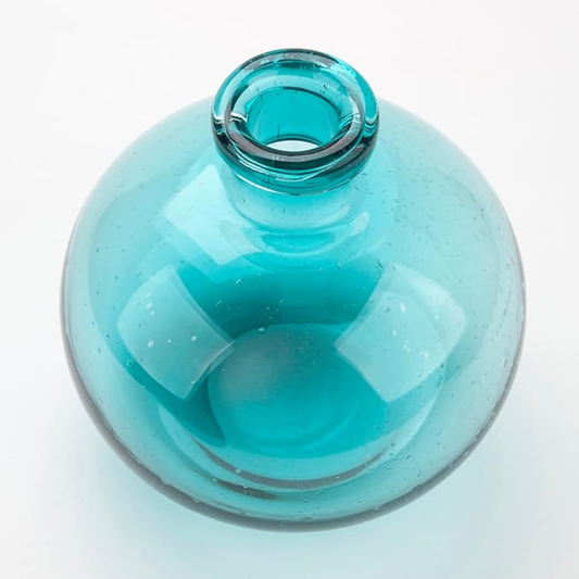 Jarrón de Vidrio Azul