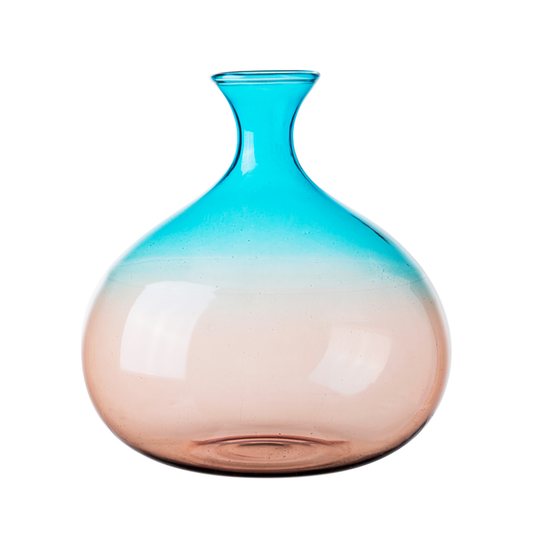 Florero Azul y Rosado de Vidrio