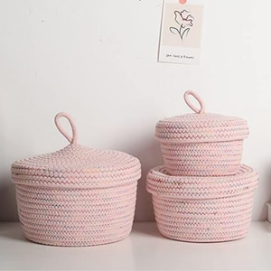 Set De 3 Canastos Rosados Chico18*12Cm / Med 22*14Cm/Gran 26*16Cm