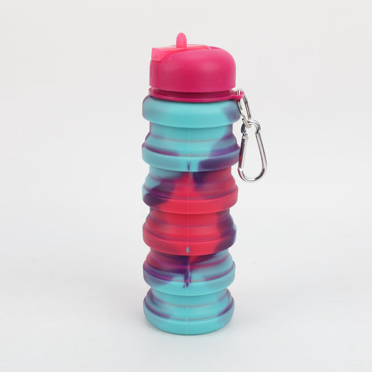 BOTELLA PLEGABLE DE SILICONA | ROSA-CELESTE