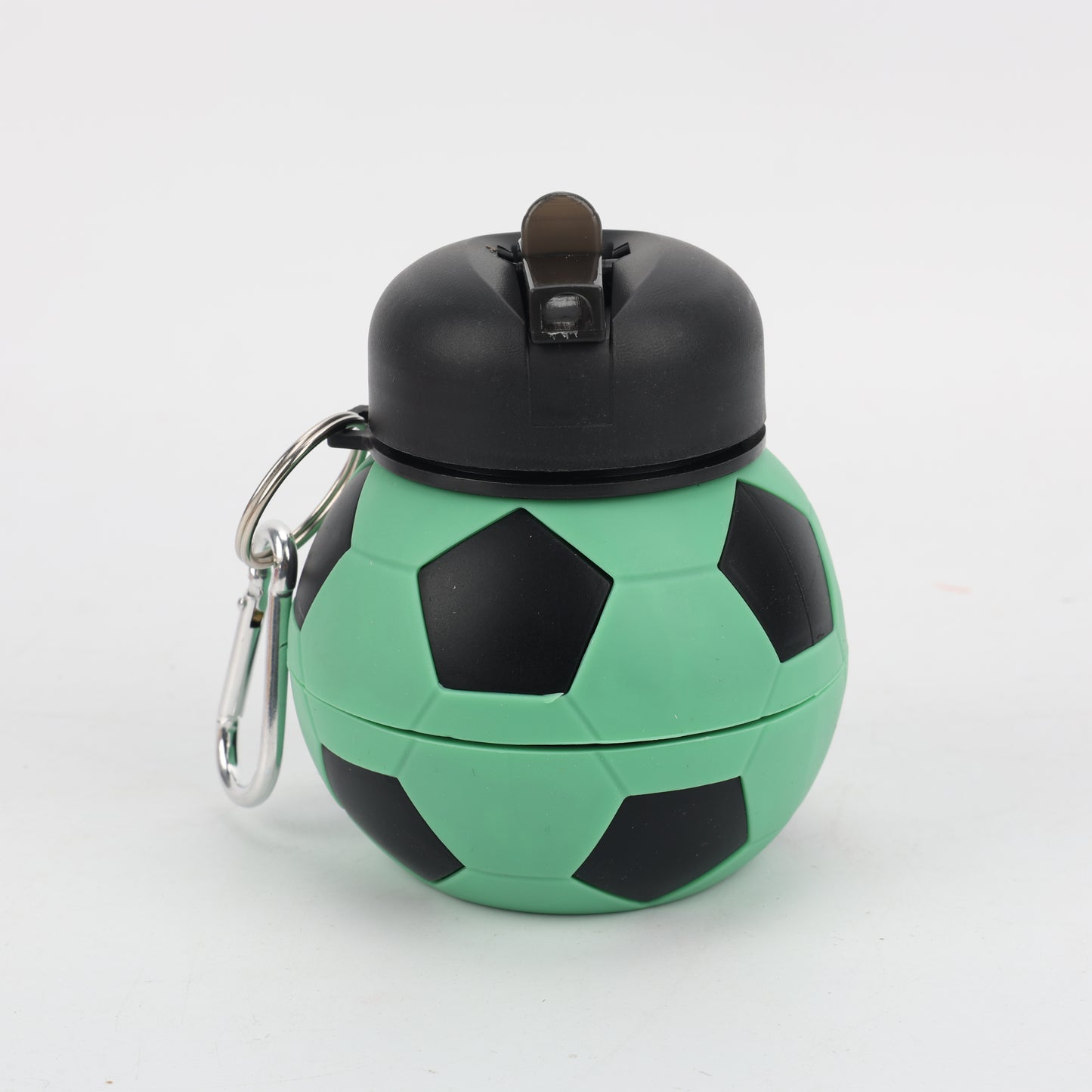 BOTELLA PLEGABLE DE SILICONA BALÓN FÚTBOL VERDE