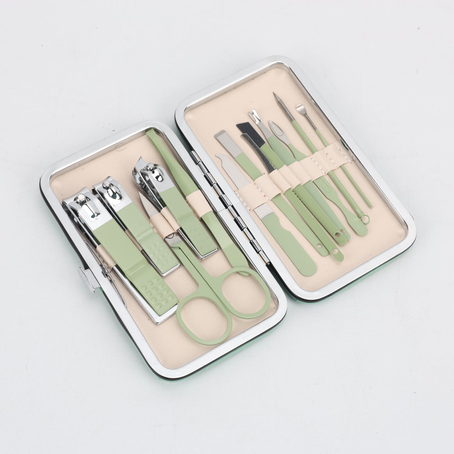 SET DE MANICURA Y PEDICURA DE 13 PIEZAS COLOR VERDE AGUA