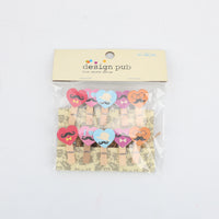 SET DE 10 PINZAS CORAZON MOSTACHOS