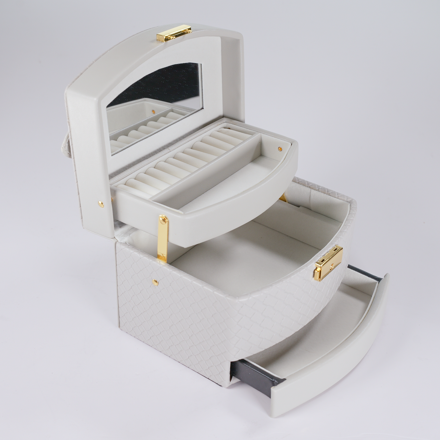 Joyero de 3 Niveles Con Espejo | Gris