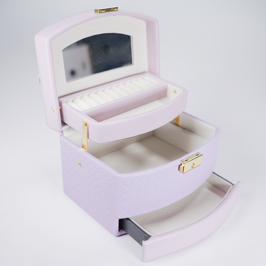 Joyero de 3 Niveles con Espejo | Lila