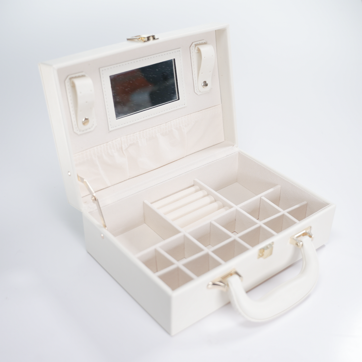 Joyero Maletita con Espejo | Blanco