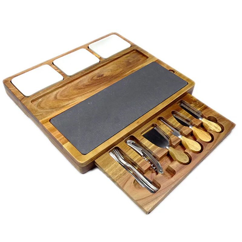 SET DE TABLA DE QUESOS Y 6 UTENSILIOS