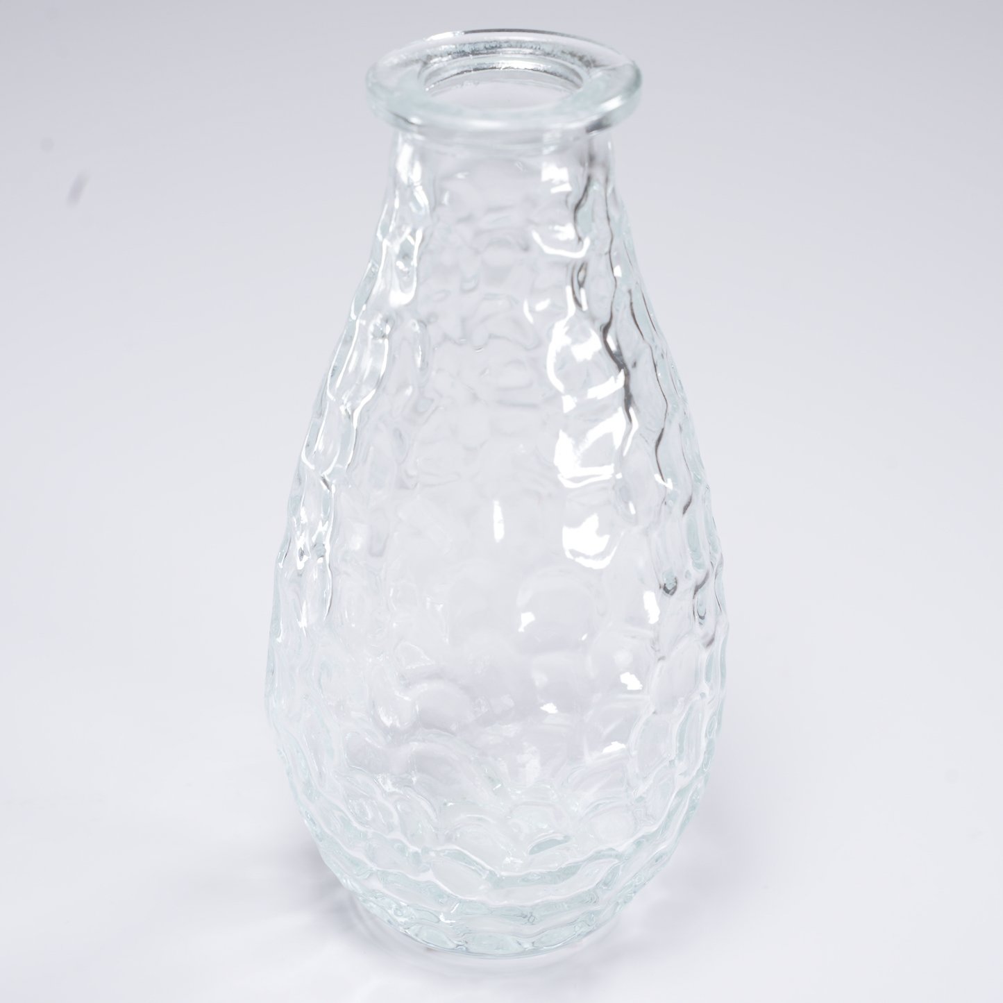 FLORERO DE VIDRIO TEXTURA TRANSPARENTE 14 CM