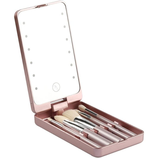 Set de 14 Brochas con Estuche y Espejo LED