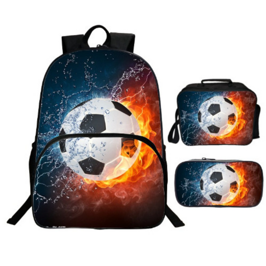Set de Mochila, Cartuchera y Lonchera Futbol