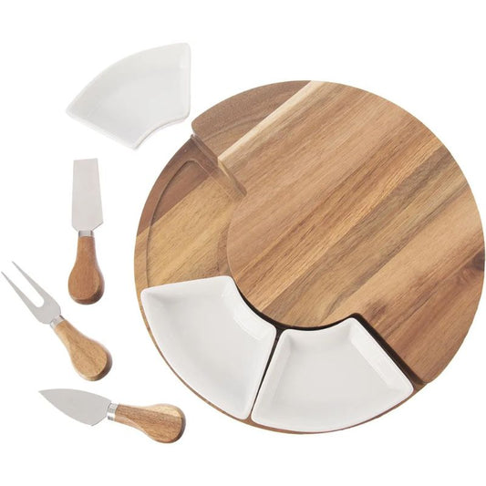 TABLA DE QUESOS GIRATORIA CON RECIPIENTES Y UTENSILIOS