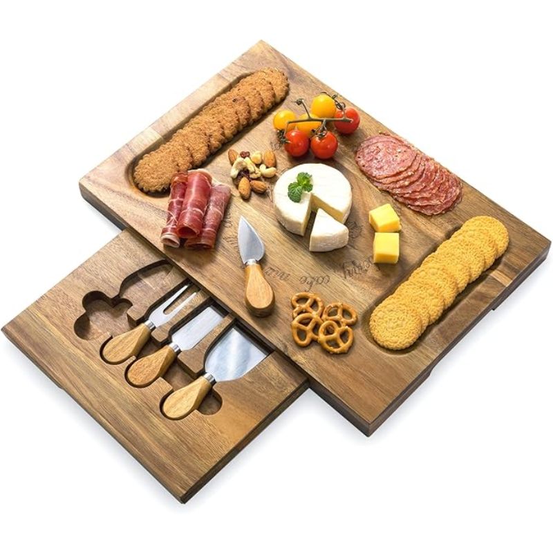 TABLA DE QUESOS RECTANGULAR CON 4 UTENSILIOS